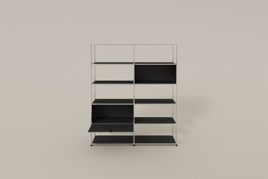USM Haller Schrank/Regal mit 6 Klapptüren und offenen Fächern. Produktbild