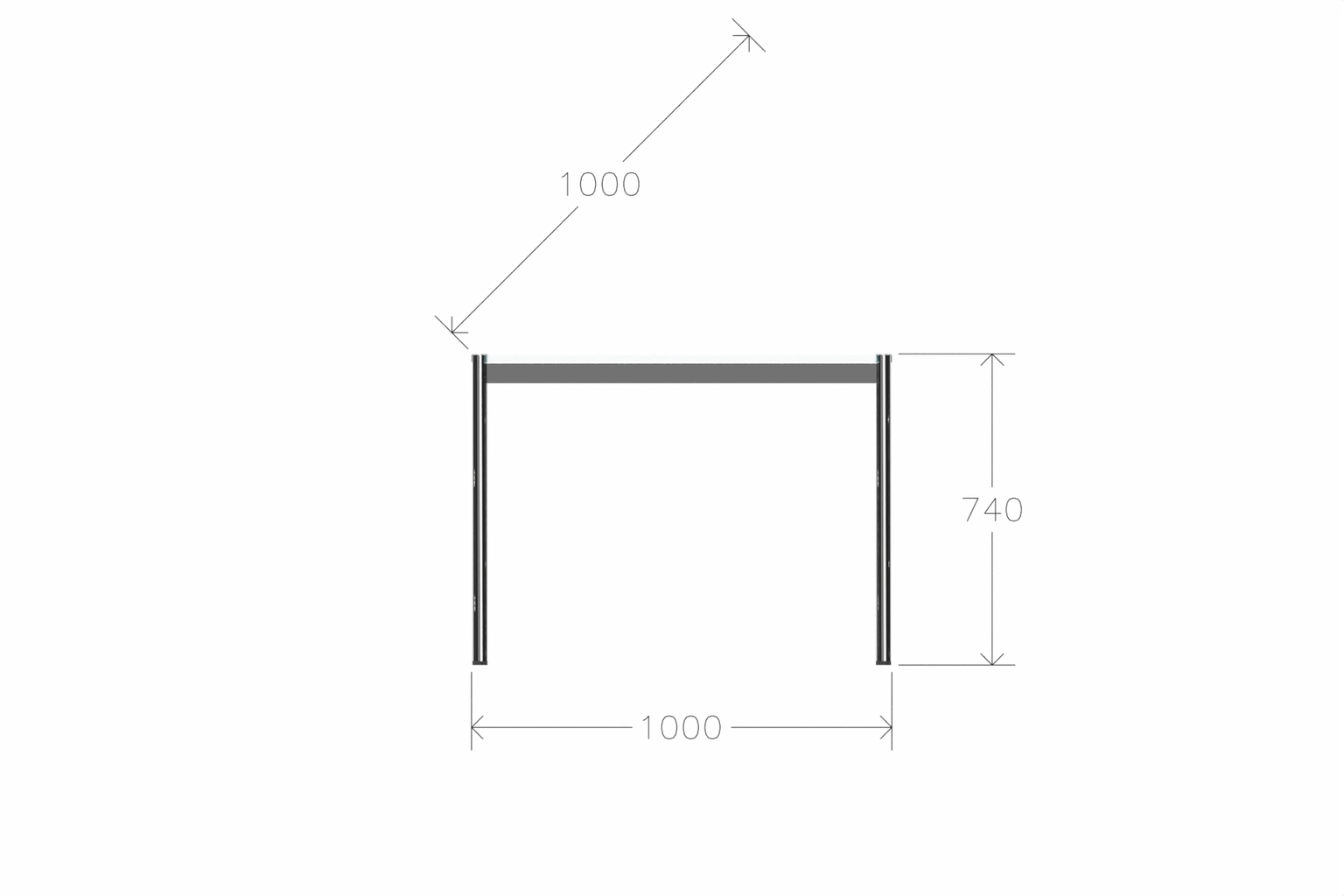 USM Haller Glastisch, Tiefe 1000 mm, Länge wählbar Produktbild
