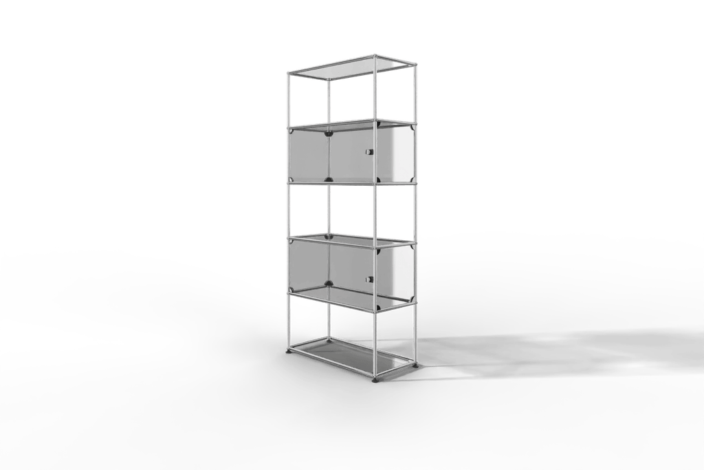 USM Haller Glasvitrine mit 2 Glastüren und 3 offenen Fächern Produktbild