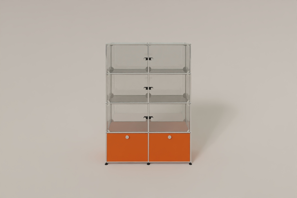 USM Haller Glasvitrine mit 6 Glastüren und 2 Klapptüren Produktbild