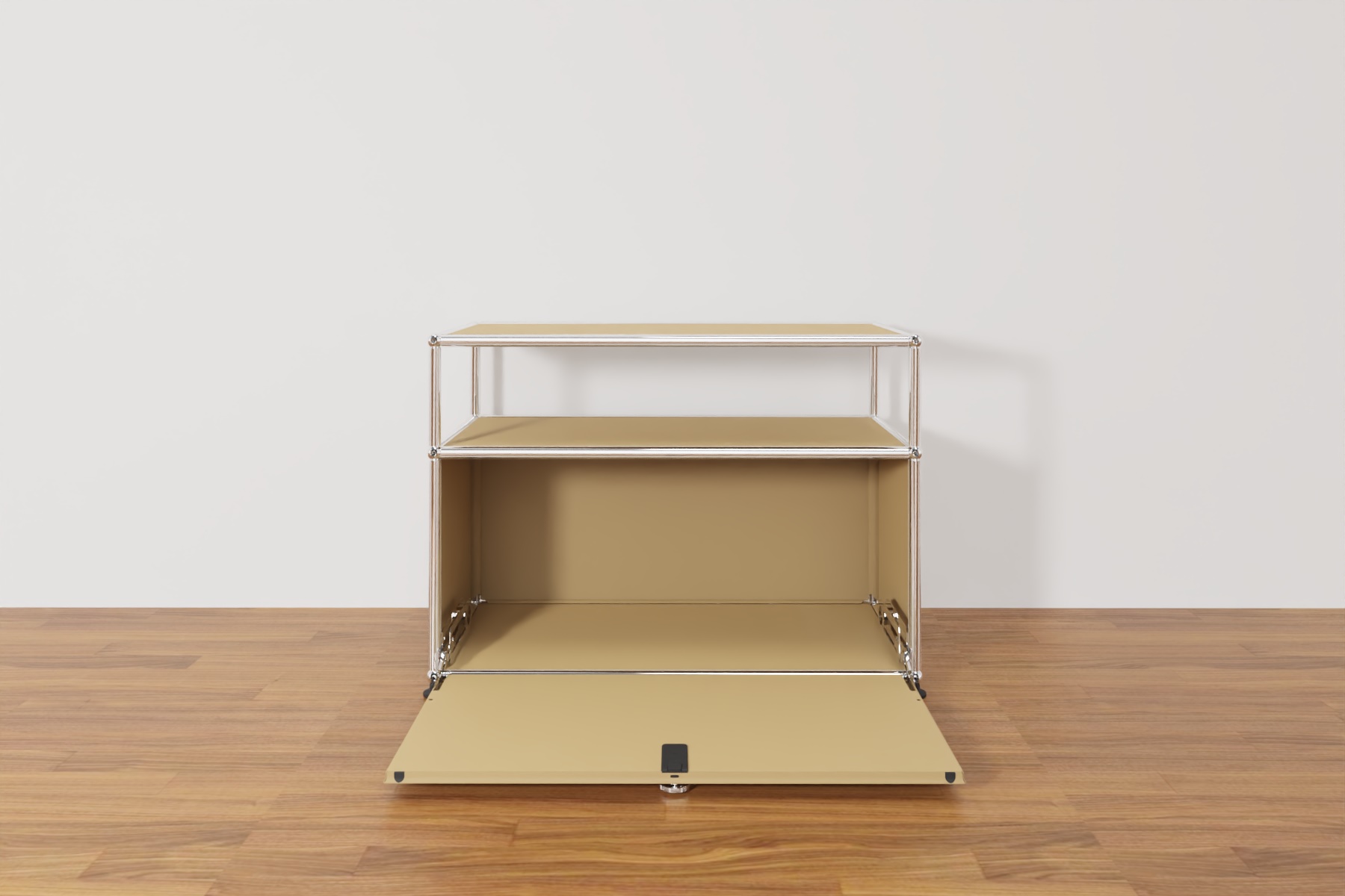 USM Haller Lowboard mit zusätzlicher Ebene in Beige, Ausstellungsstück Produktbild