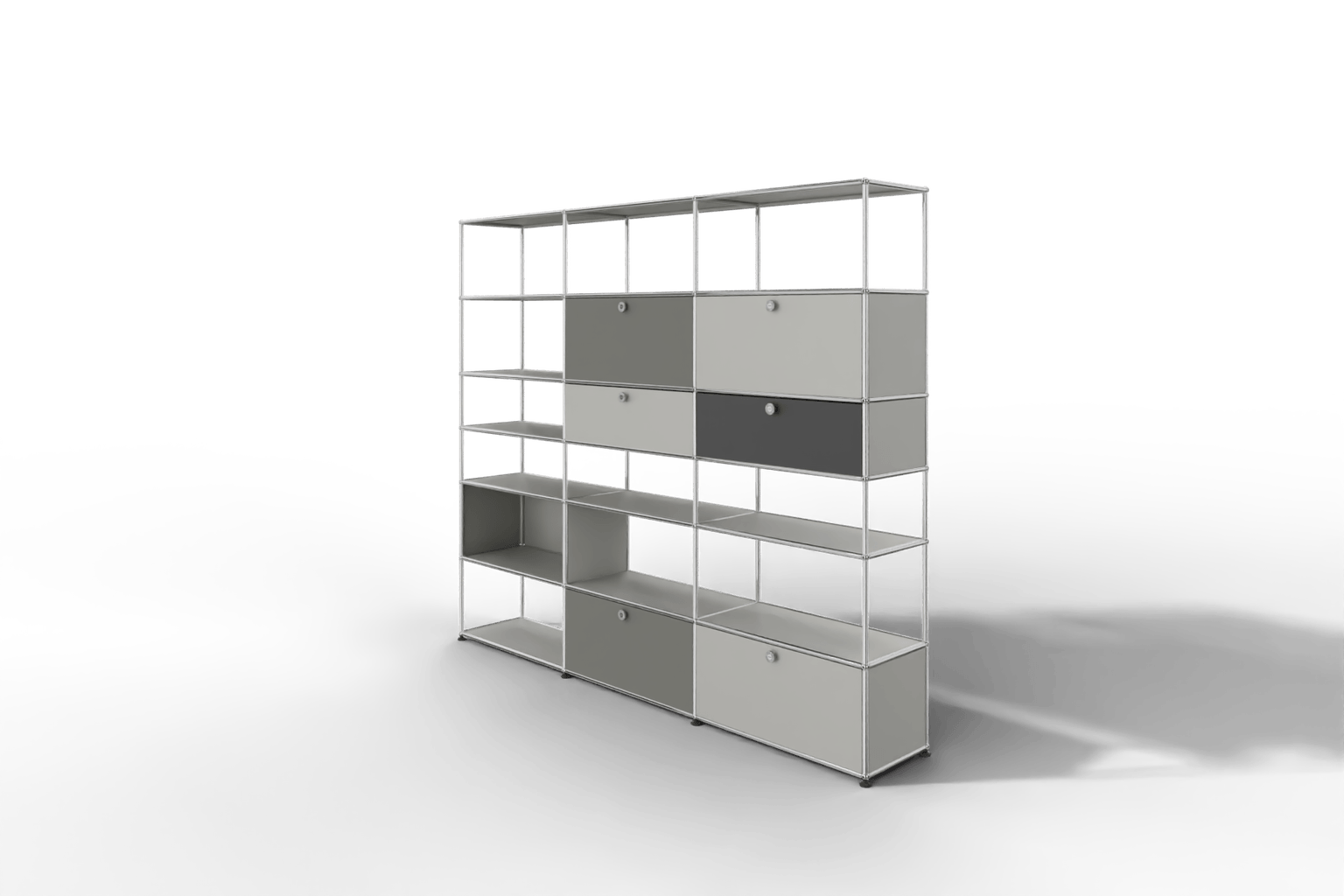 USM Haller Regalwand,18 Fächer, 3-farbig Produktbild