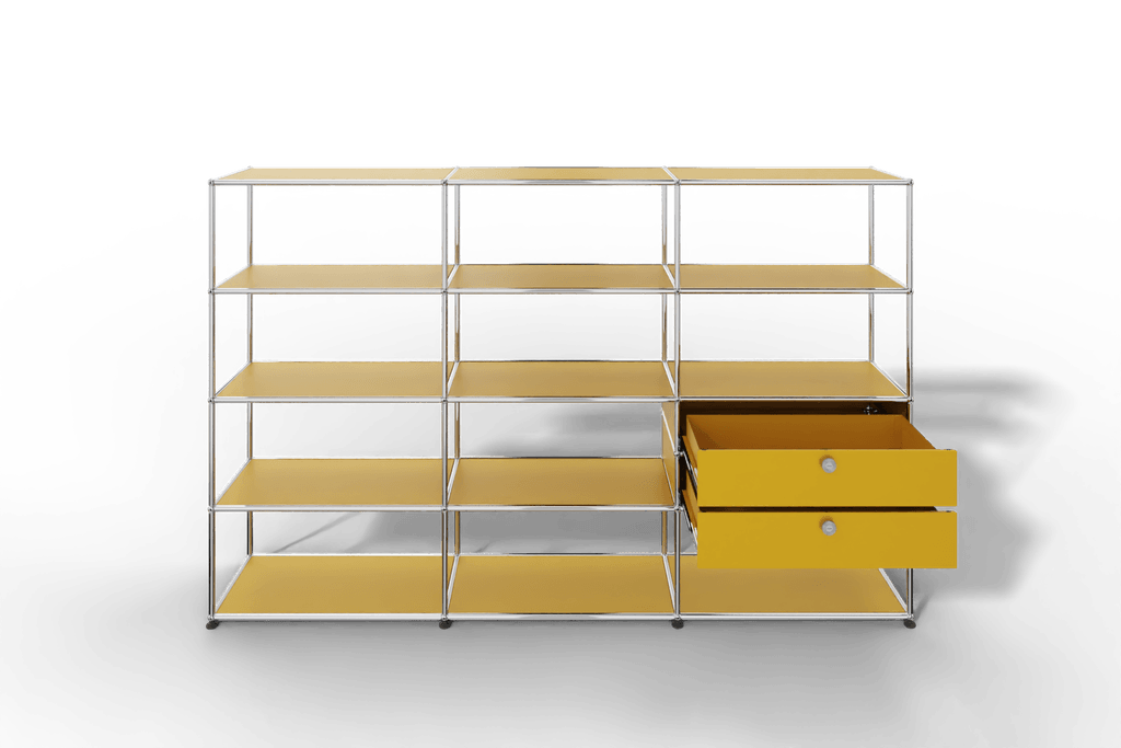 Regalwand, 11 offene Fächer, 2 Ausziehtüren Produktbild