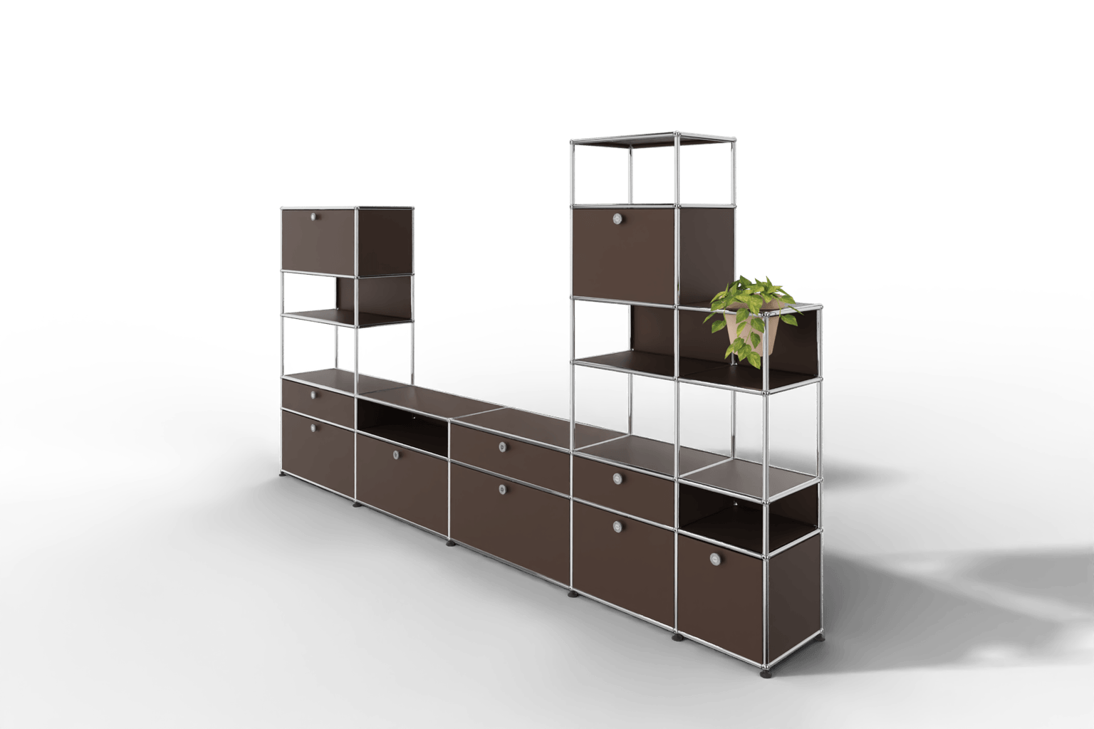 Regalwand mit Pflanzeneinsatz, offene und geschlossene Fächer kombiniert  Produktbild