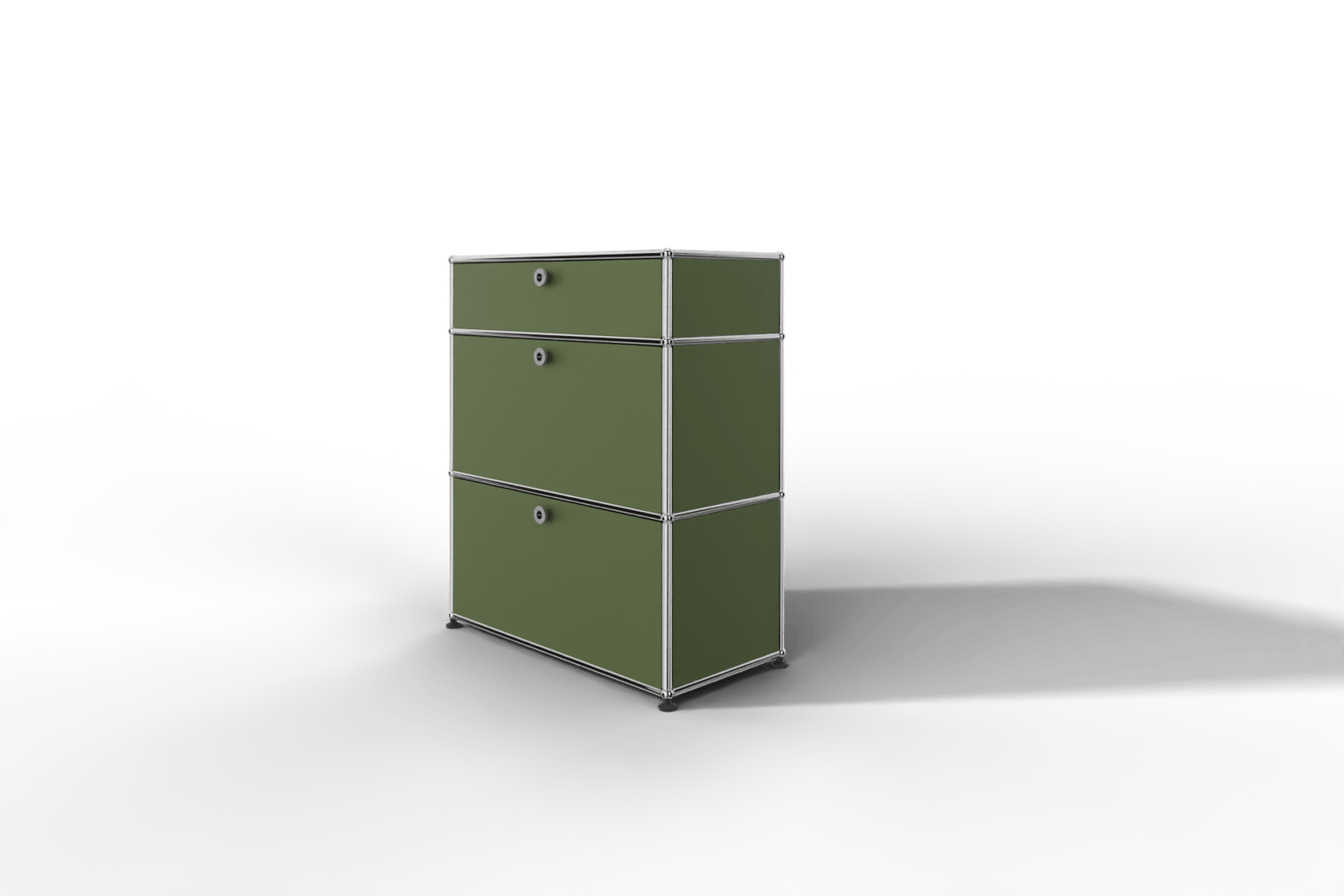 USM Haller Highboard mit zwei Klapptüren, je einem Zwischenboden und einer Schublade Produktbild