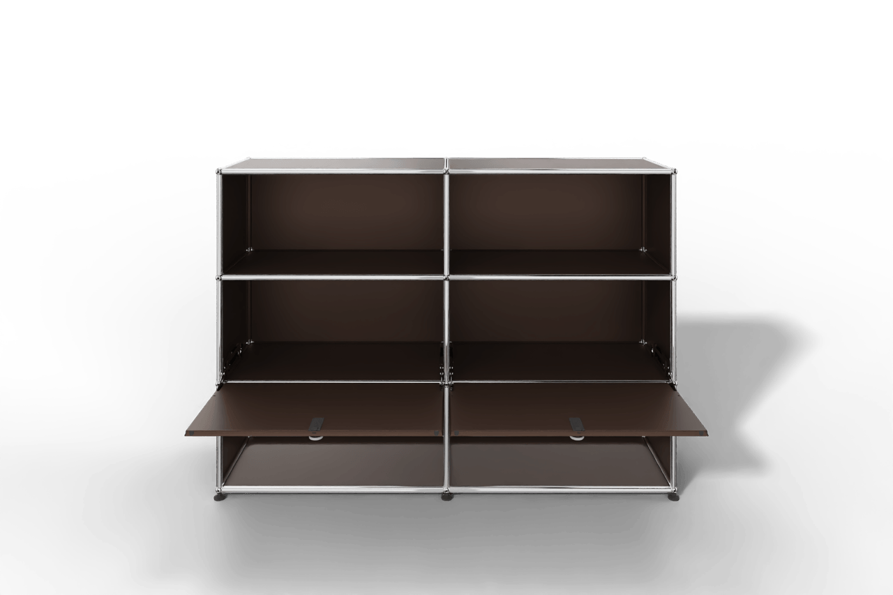 USM Haller Highboard mit 2 Klapptüren und 4 offenen Fächern in 14 Farben. Produktbild