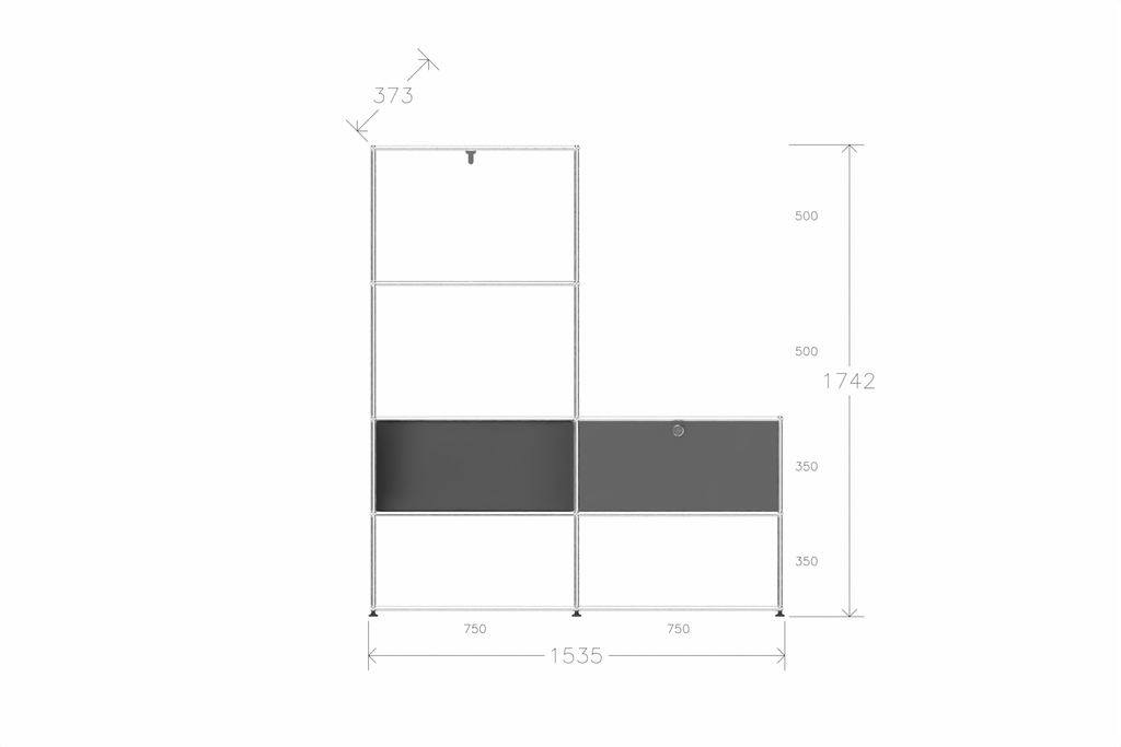USM Haller Garderobe, 1500 mm breit, mit Klapptüre Produktbild