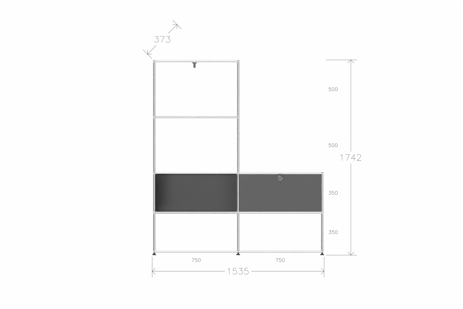 USM Haller Garderobe, 1500 mm breit, mit Klapptüre Produktbild