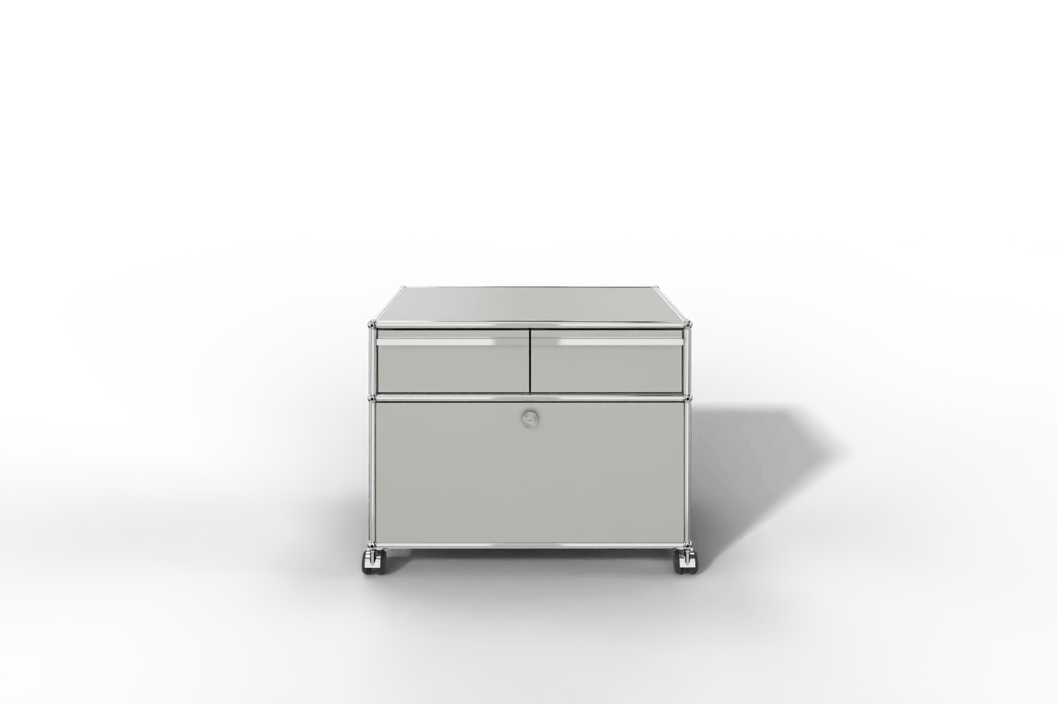 USM Haller Doppelrollcontainer mit zwei Schubladen und einer Klapptüre Produktbild