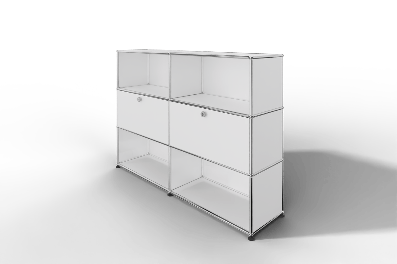 USM Haller Highboard mit 2 Klapptüren und 4 offenen Fächern in 14 Farben. Produktbild