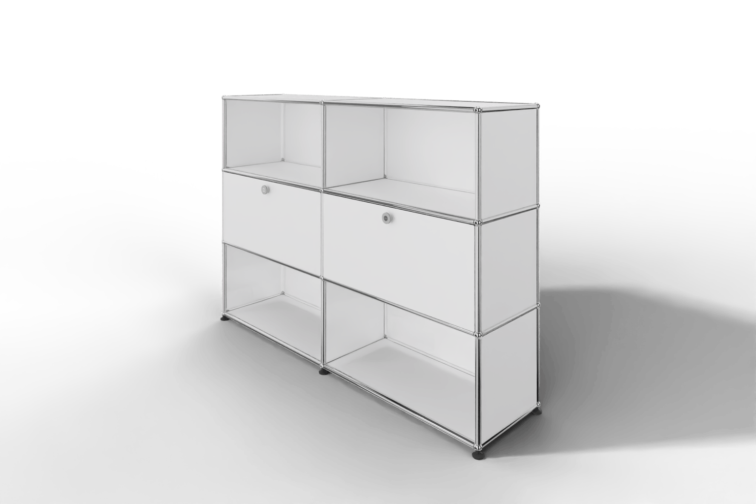 USM Haller Highboard mit 2 Klapptüren und 4 offenen Fächern in 14 Farben. Produktbild