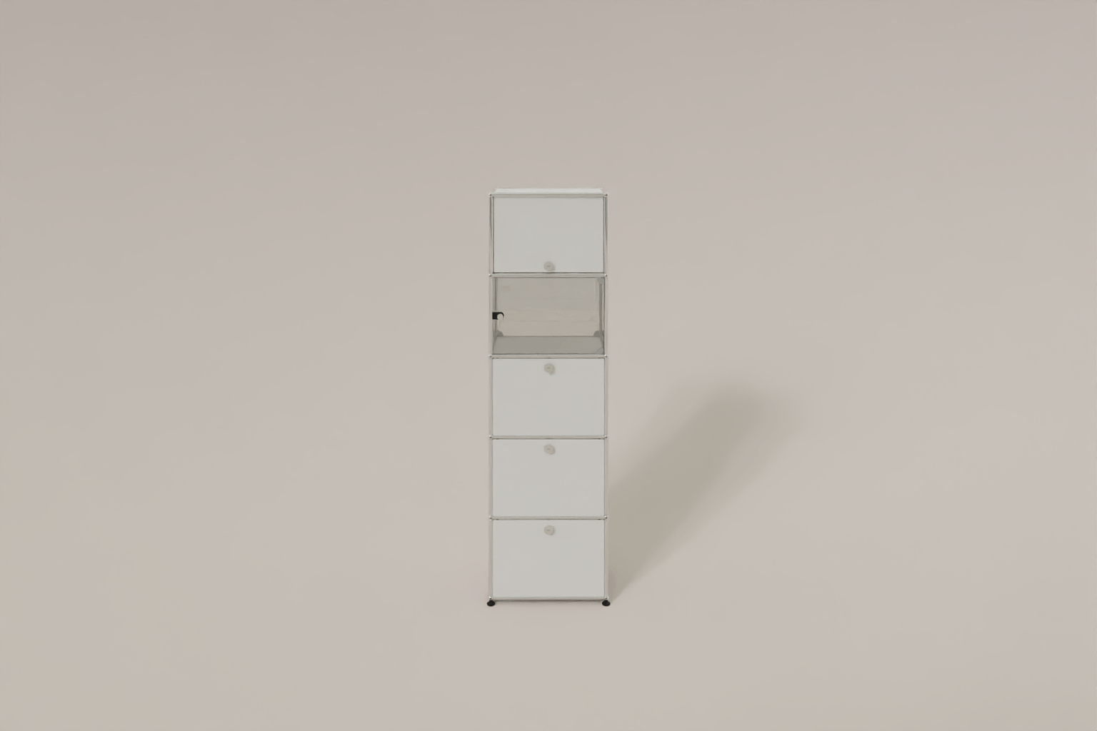 USM Haller schmales Regal mit Glasabteil Produktbild