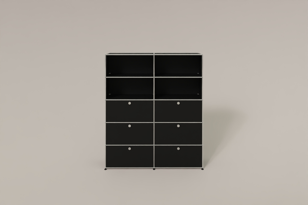 USM Haller Schrank/Regal mit 6 Klapptüren und offenen Fächern. Produktbild
