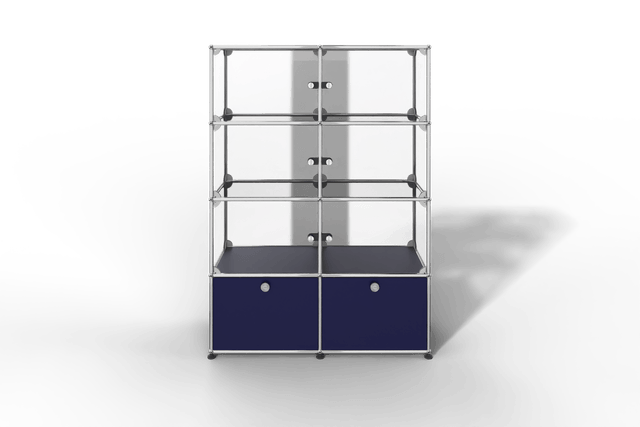 USM Haller Glasvitrine mit 6 Glastüren und 2 Klapptüren