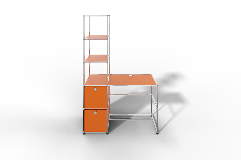 Arbeitsplatz mit zwei Klapptüren und Regal Produktbild