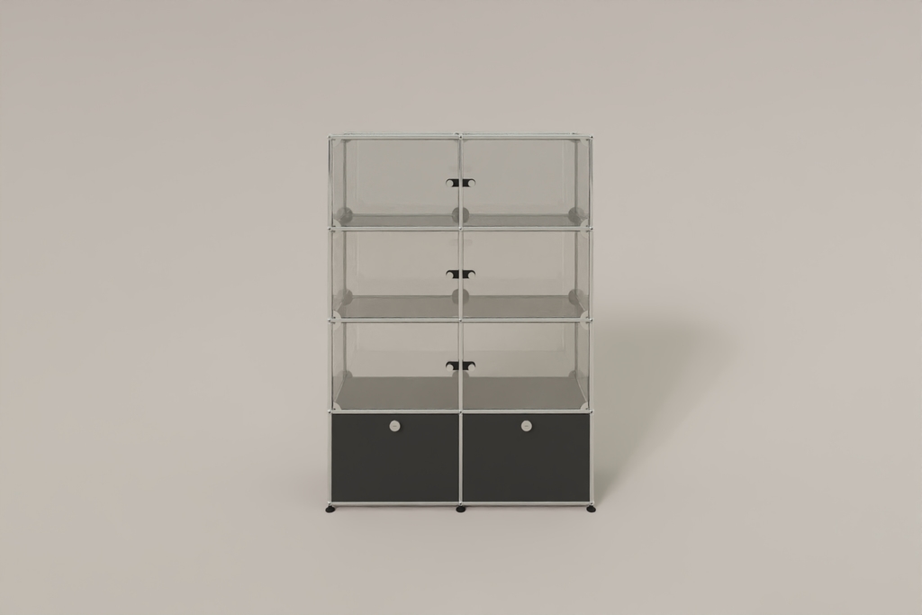 USM Haller Glasvitrine mit 6 Glastüren und 2 Klapptüren Produktbild