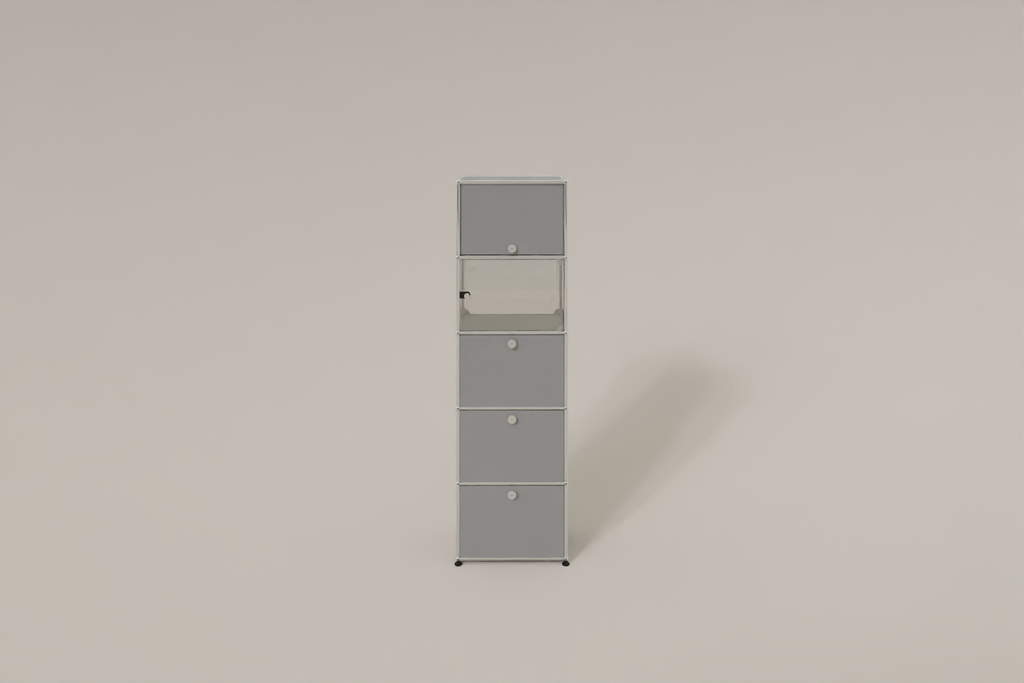 USM Haller schmales Regal mit Glasabteil Produktbild