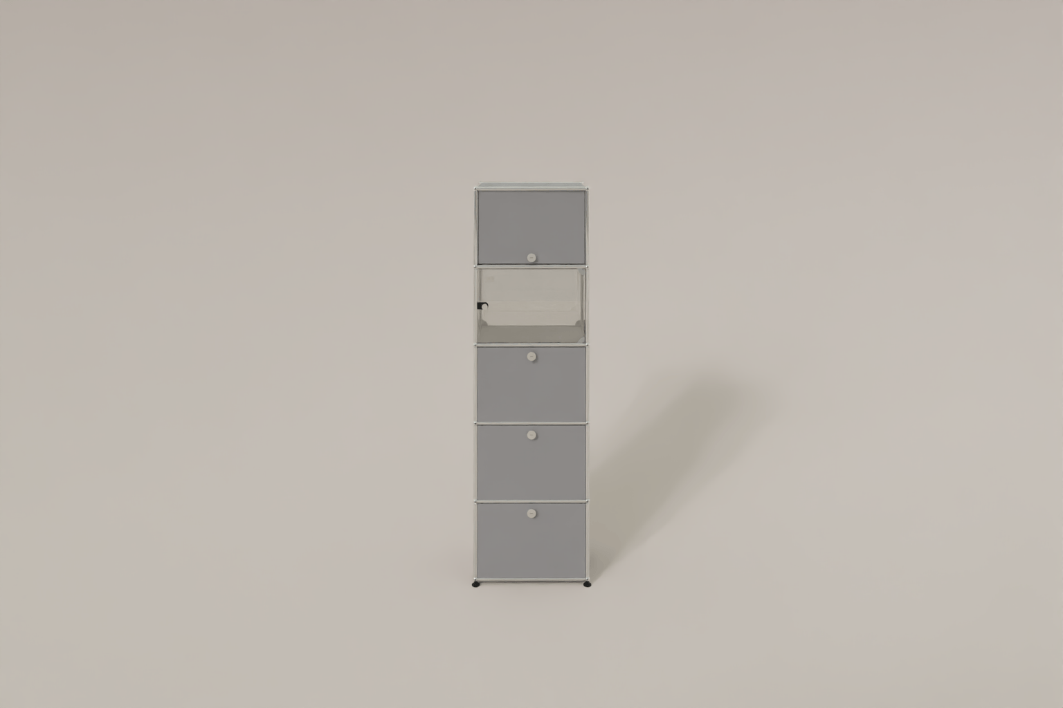 USM Haller schmales Regal mit Glasabteil Produktbild