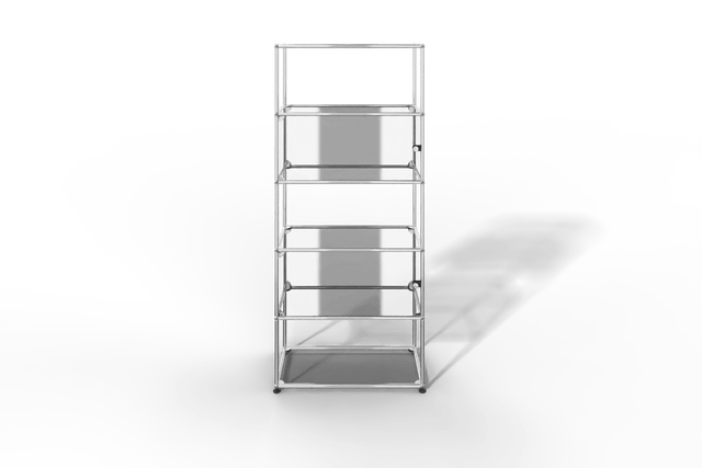 USM Haller Glasvitrine mit 2 Glastüren und 3 offenen Fächern