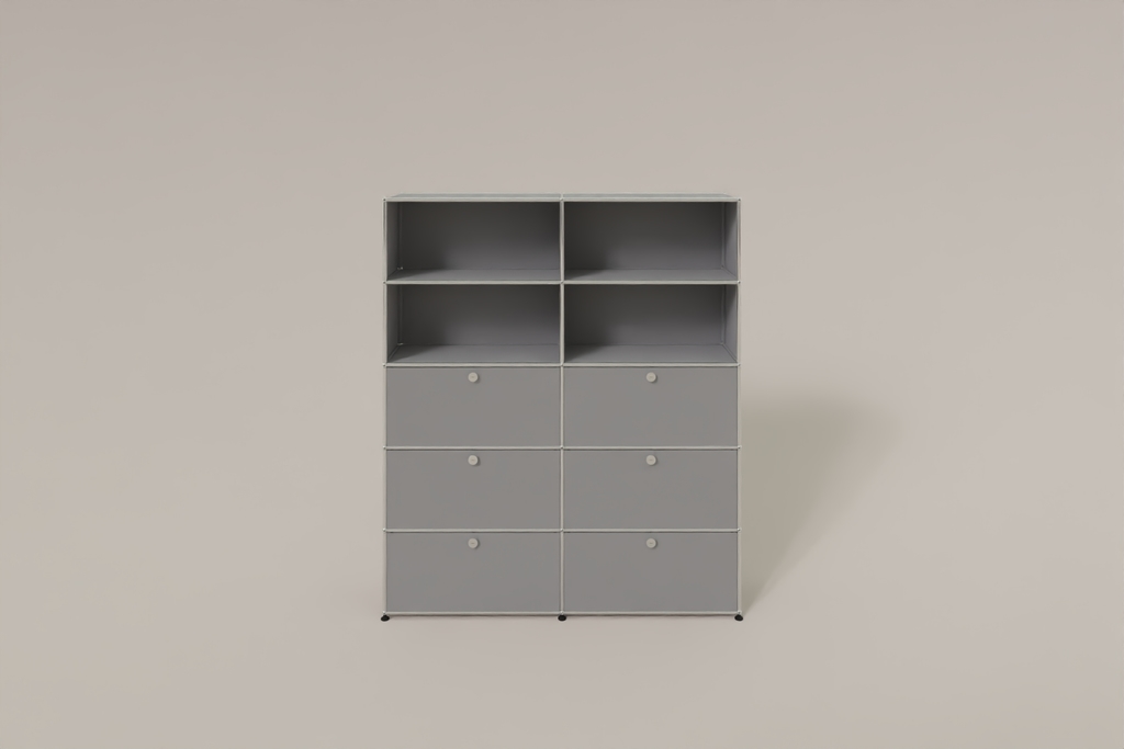 USM Haller Schrank/Regal mit 6 Klapptüren und offenen Fächern. Produktbild