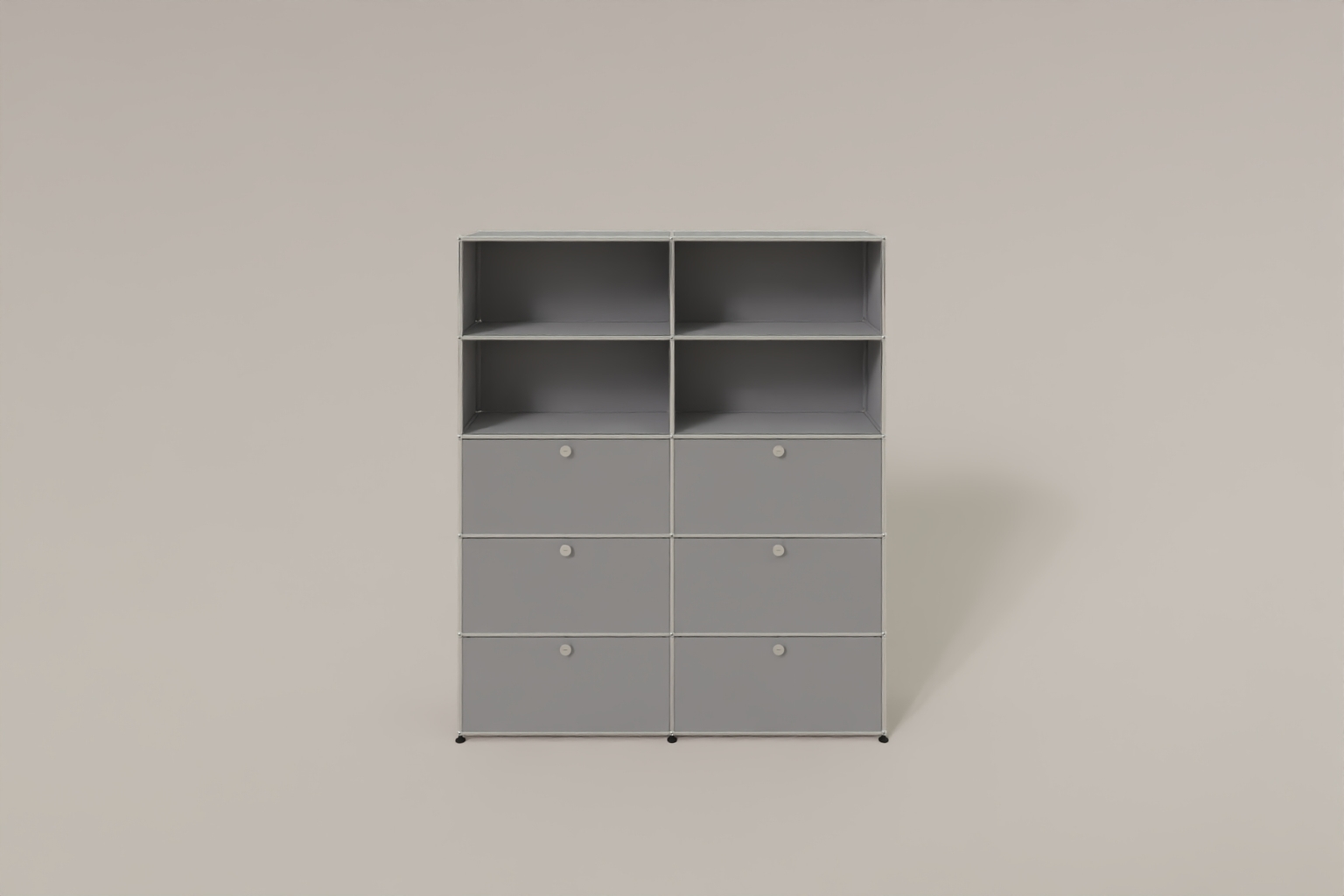 USM Haller Schrank/Regal mit 6 Klapptüren und offenen Fächern. Produktbild