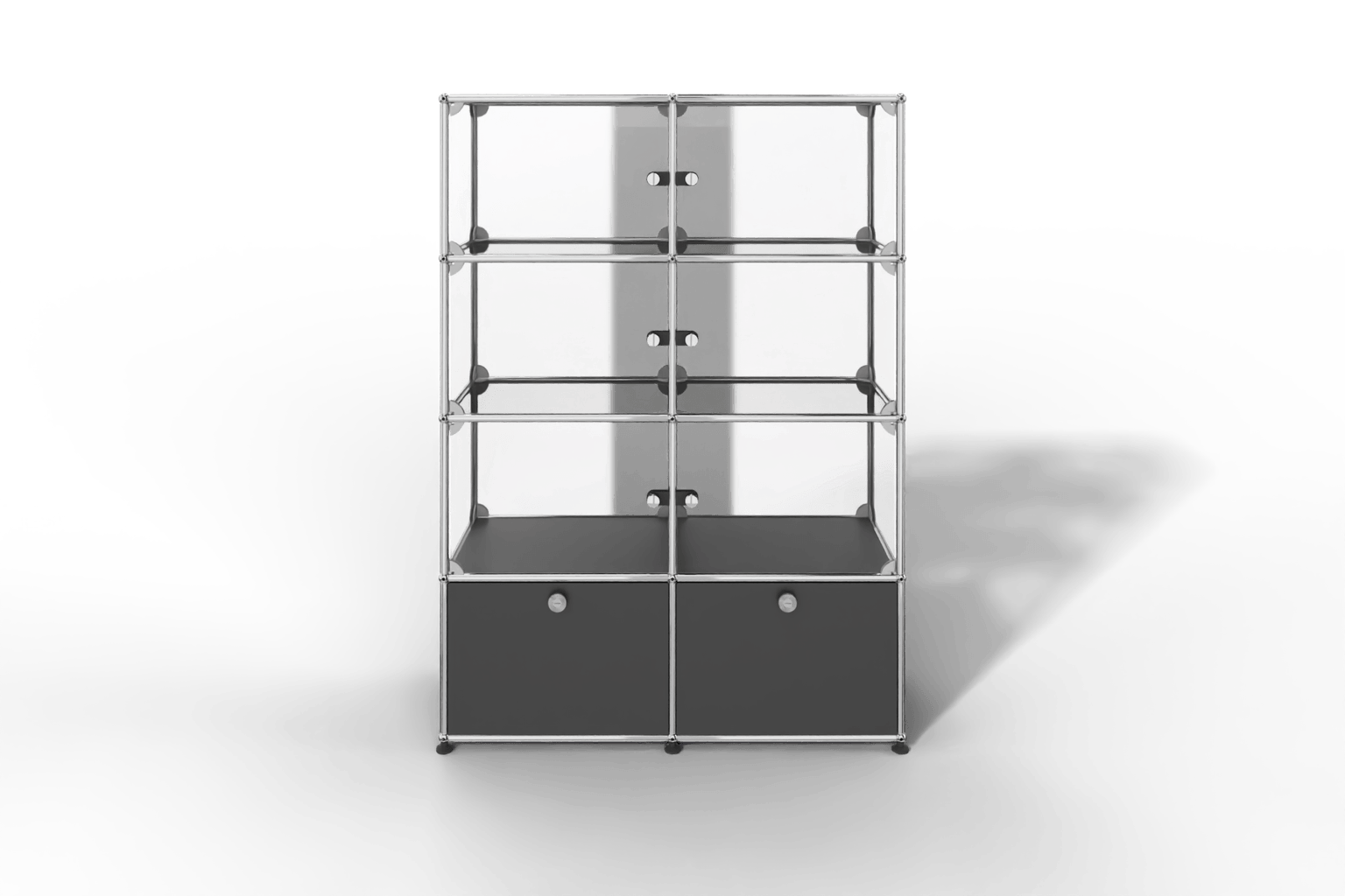 USM Haller Glasvitrine mit 6 Glastüren und 2 Klapptüren Produktbild