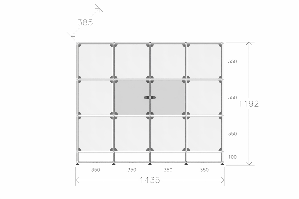 USM Haller Glasvitrine mit 2 Glastüren und 10 offenen Fächern Produktbild