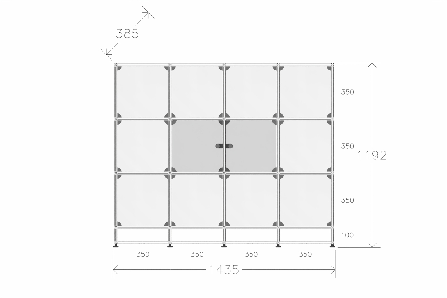 USM Haller Glasvitrine mit 2 Glastüren und 10 offenen Fächern Produktbild
