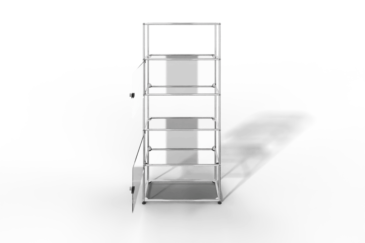 USM Haller Glasvitrine mit 2 Glastüren und 3 offenen Fächern Produktbild