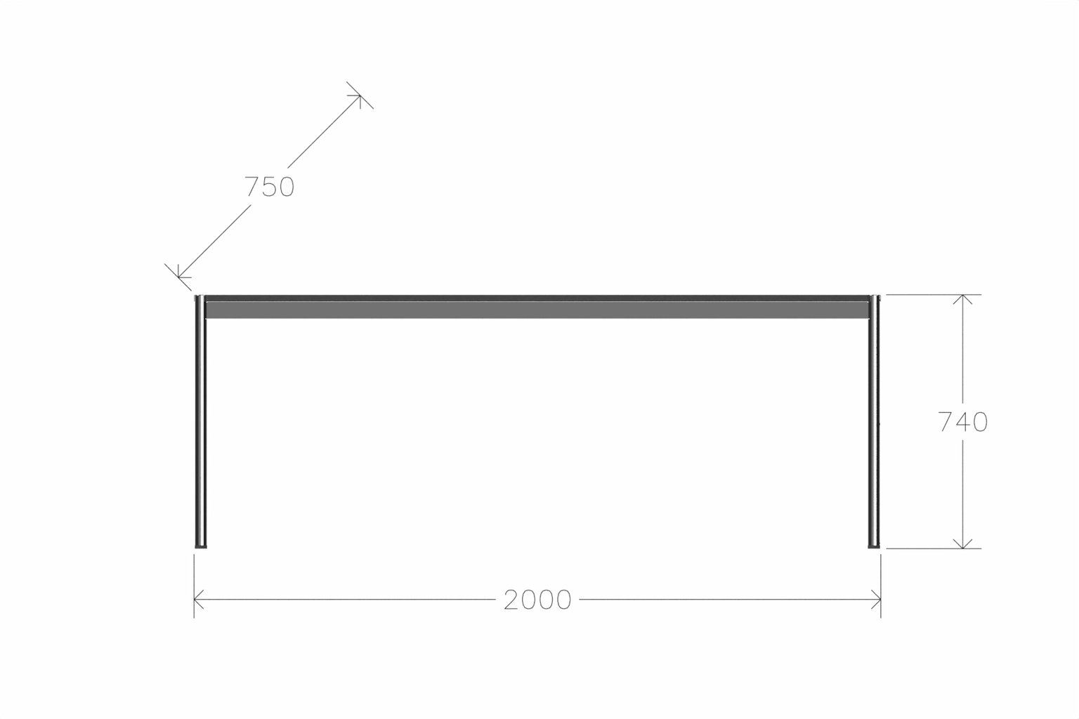 USM Haller Tisch, Tiefe 750 mm, MDF pulverbeschichtet reinweiss, Länge wählbar Produktbild