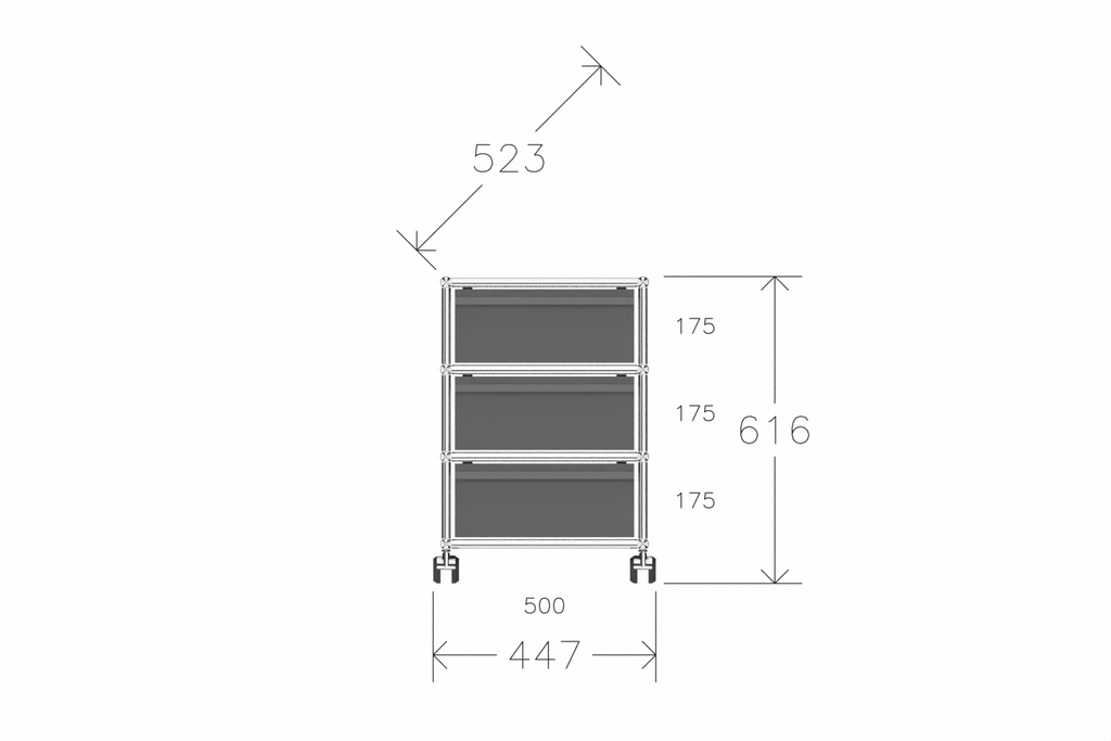 USM Haller Rollcontainer mit 3 Schüben. Wahlweise abschließbar und in 14 Farben konfigurierbar Produktbild