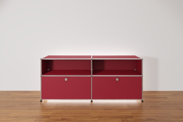 Original USM Haller Sideboard E, 23-rubinrot