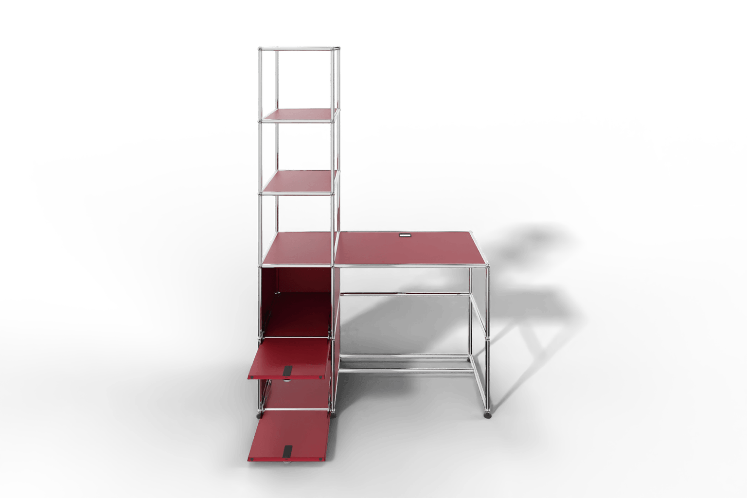 Arbeitsplatz mit zwei Klapptüren und Regal Produktbild