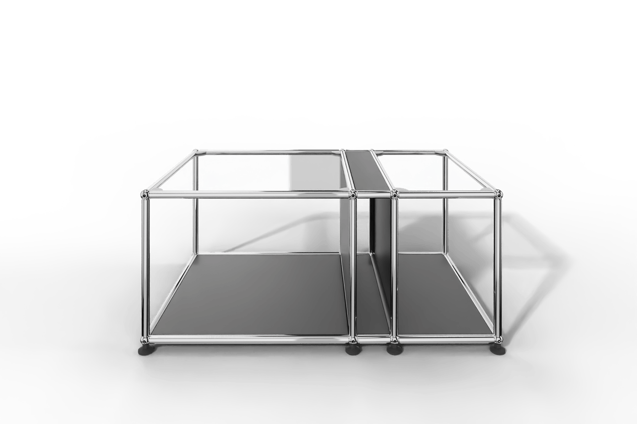 Couchtisch mit Zeitschriftenfach und Glastablaren Produktbild