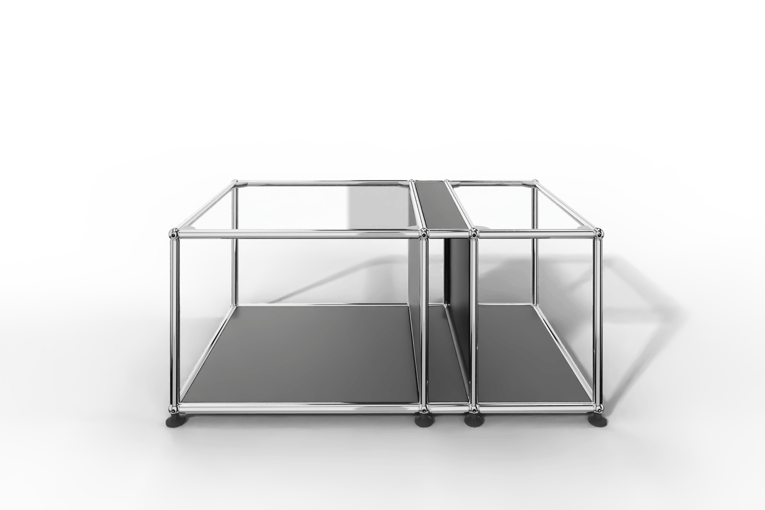 Couchtisch mit Zeitschriftenfach und Glastablaren Produktbild