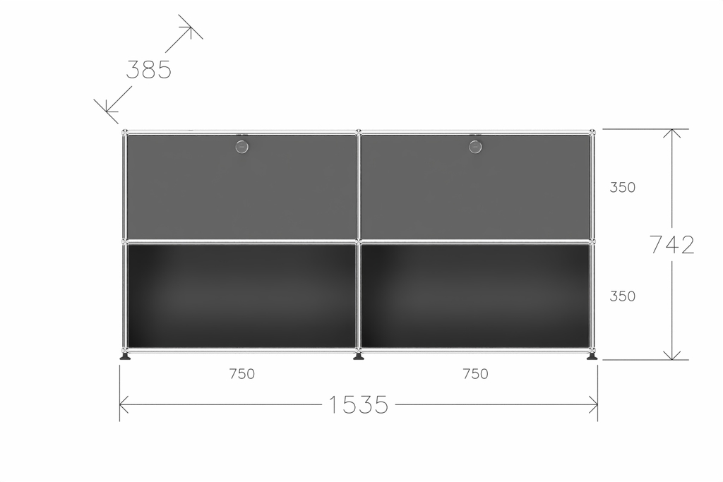 USM Haller Sideboard 4 Elemente mit 2 Klapptüren oben Produktbild