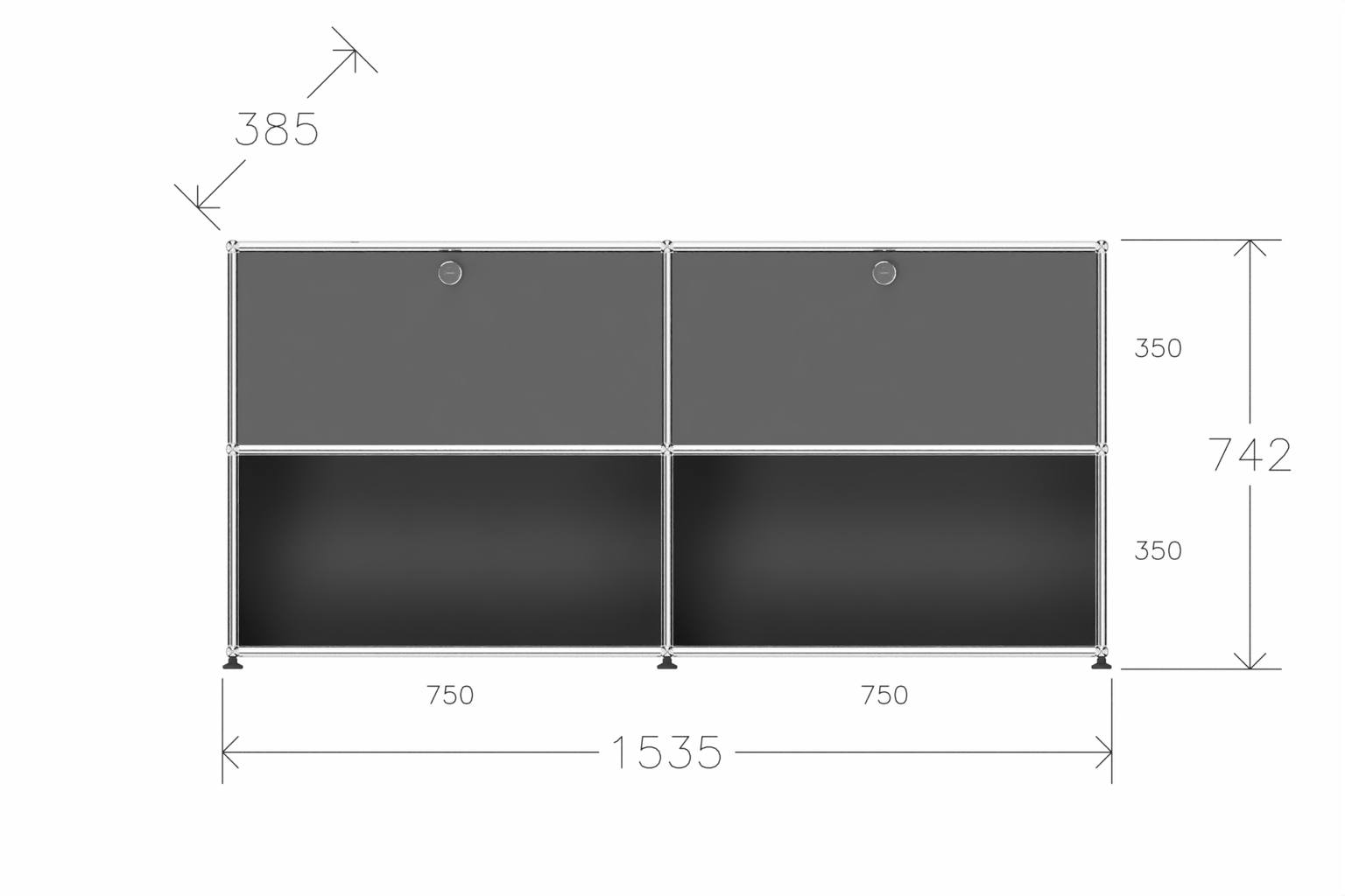 USM Haller Sideboard 4 Elemente mit 2 Klapptüren oben Produktbild
