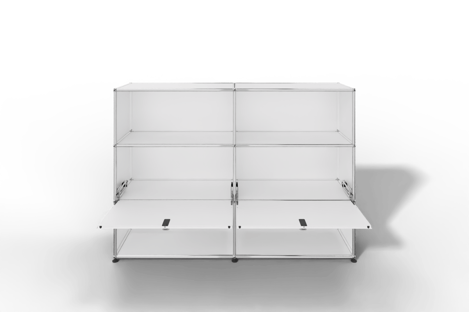 USM Haller Highboard mit 2 Klapptüren und 4 offenen Fächern in 14 Farben. Produktbild
