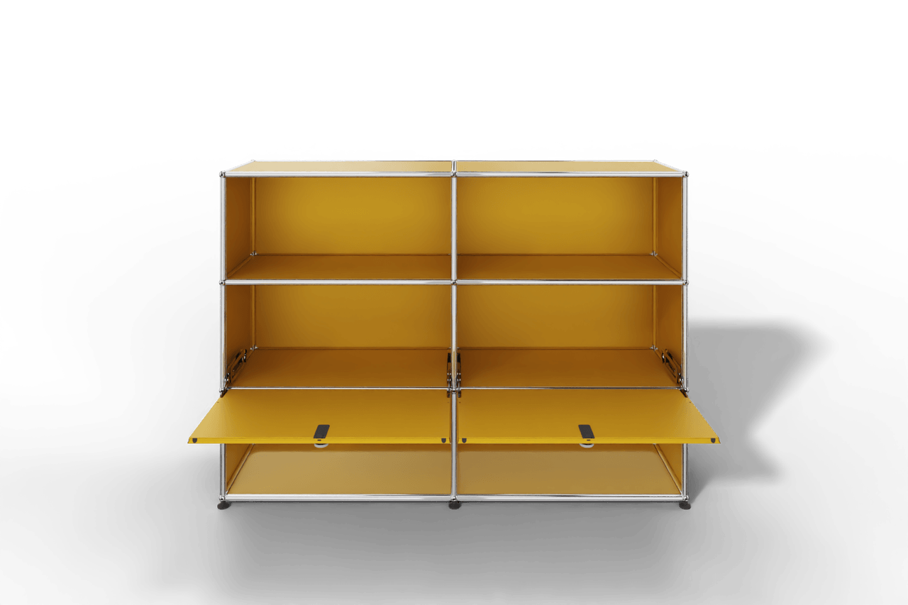 USM Haller Highboard mit 2 Klapptüren und 4 offenen Fächern in 14 Farben. Produktbild