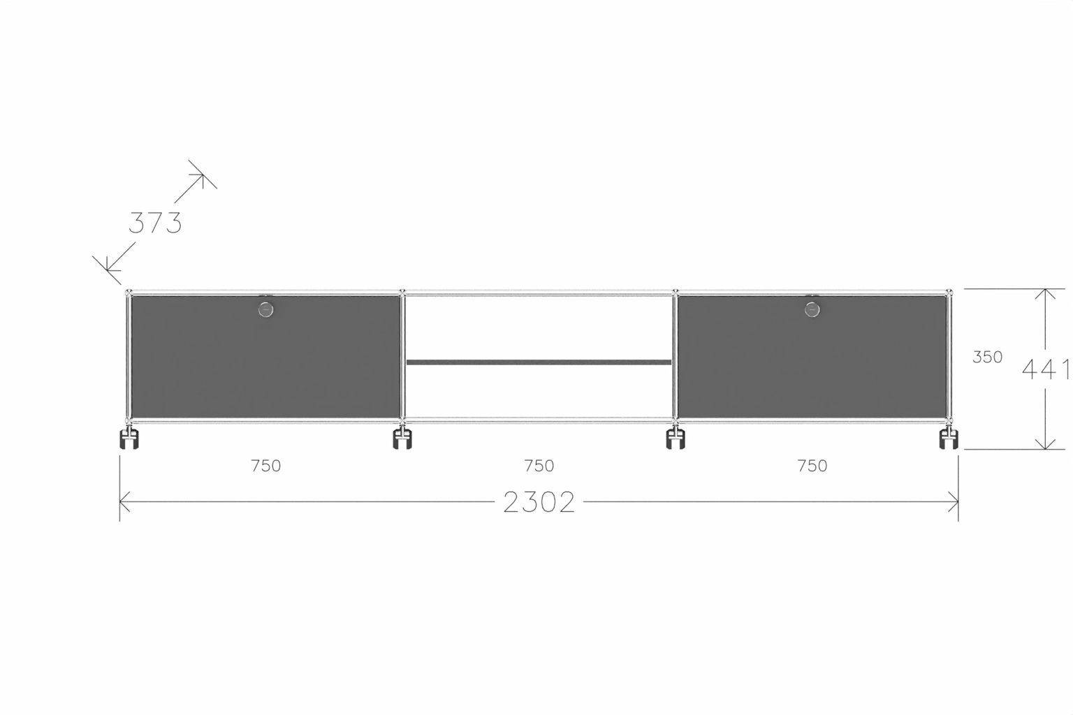 USM Haller TV-Lowboard mit offenem Mittelteil Produktbild