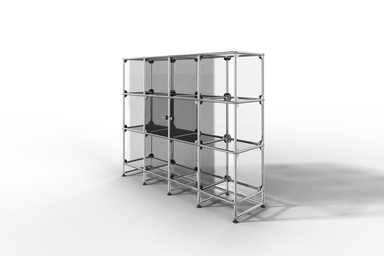 USM Haller Glasvitrine mit 2 Glastüren und 10 offenen Fächern Produktbild