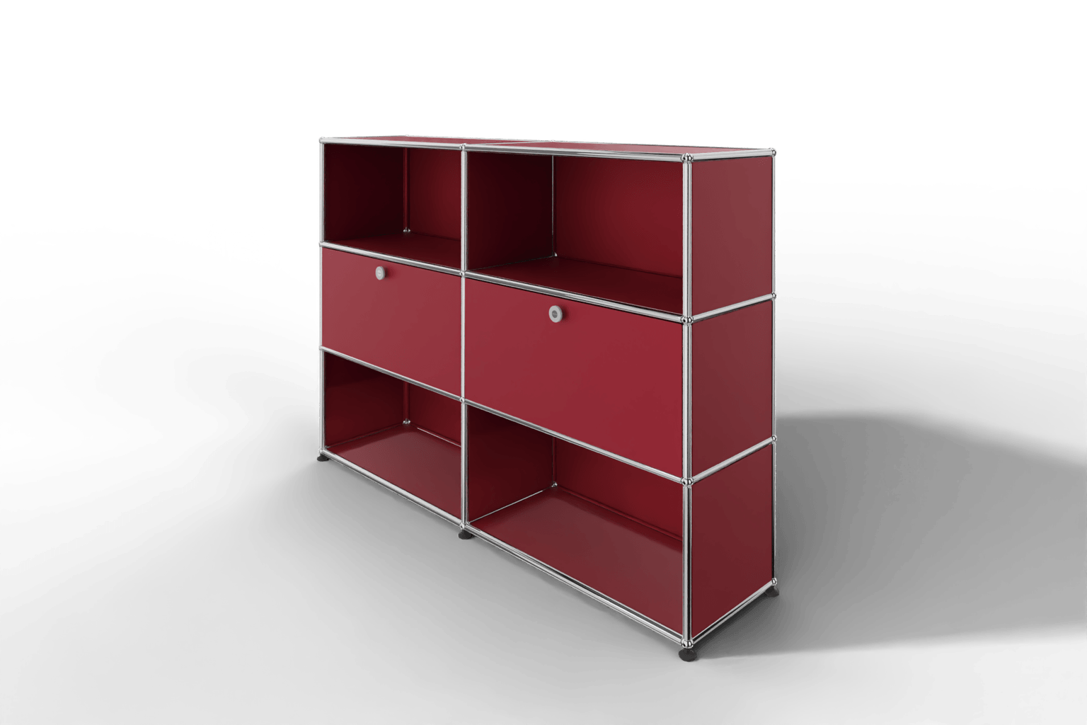 USM Haller Highboard mit 2 Klapptüren und 4 offenen Fächern in 14 Farben. Produktbild