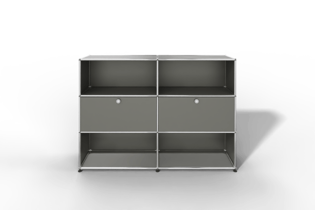USM Haller Highboard mit 2 Klapptüren und 4 offenen Fächern in 14 Farben.
