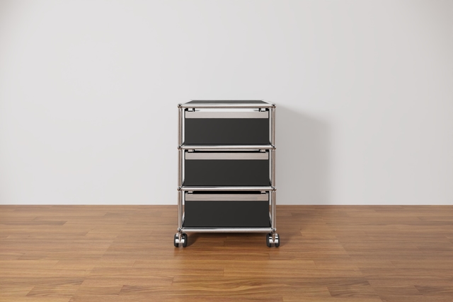 Original USM Haller Rollcontainer mit 3 Schubladen in graphitschwarz