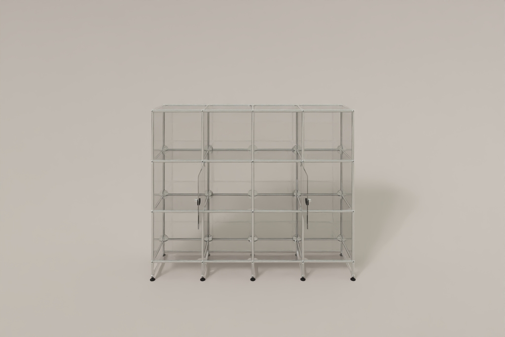 USM Haller Glasvitrine mit 2 Glastüren und 10 offenen Fächern Produktbild