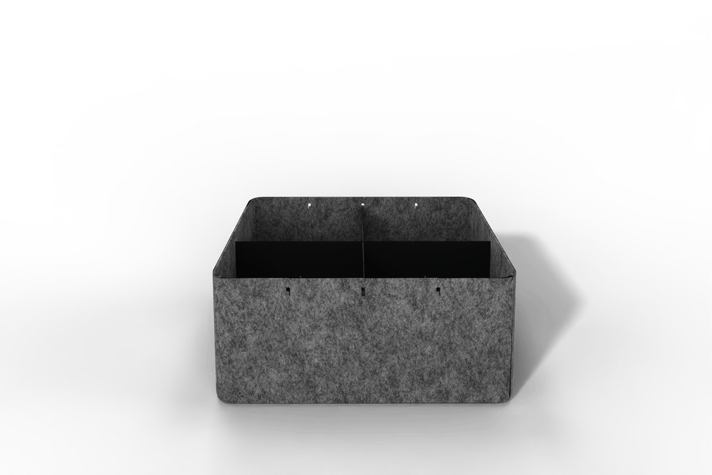 USM Inos Box hoch, 500 mit Unterteilung 1x längs 1x quer - wählbar in Anthrazit oder Hellgrau Produktbild