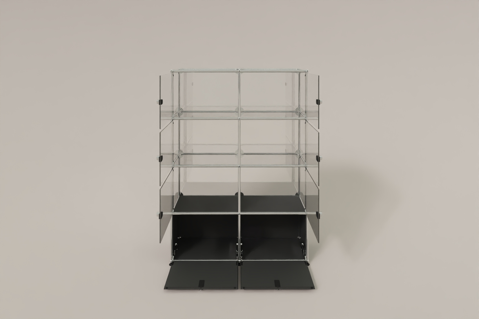 USM Haller Glasvitrine mit 6 Glastüren und 2 Klapptüren Produktbild