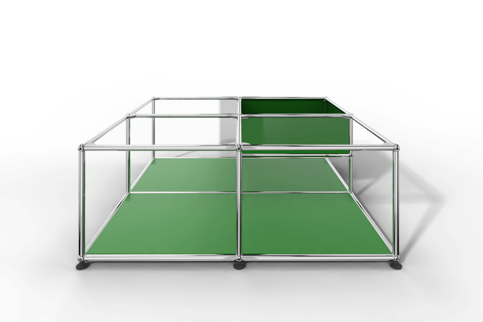Quadratischer Couchtisch mit Glastablaren und Ablagefach Produktbild