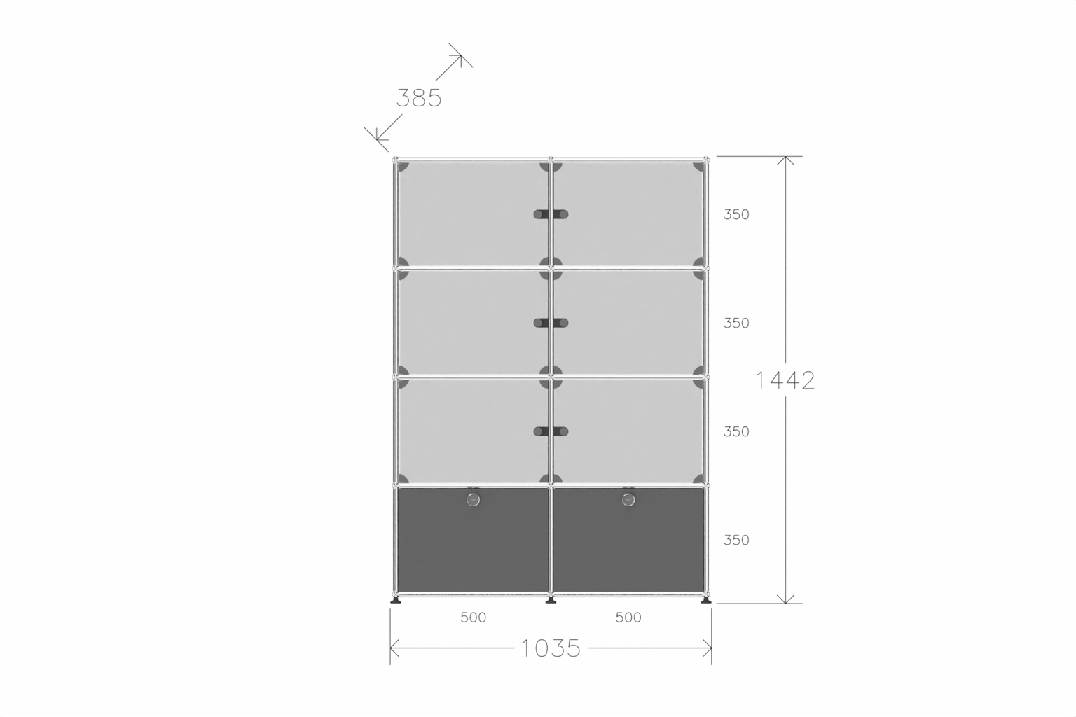 USM Haller Glasvitrine mit 6 Glastüren und 2 Klapptüren Produktbild
