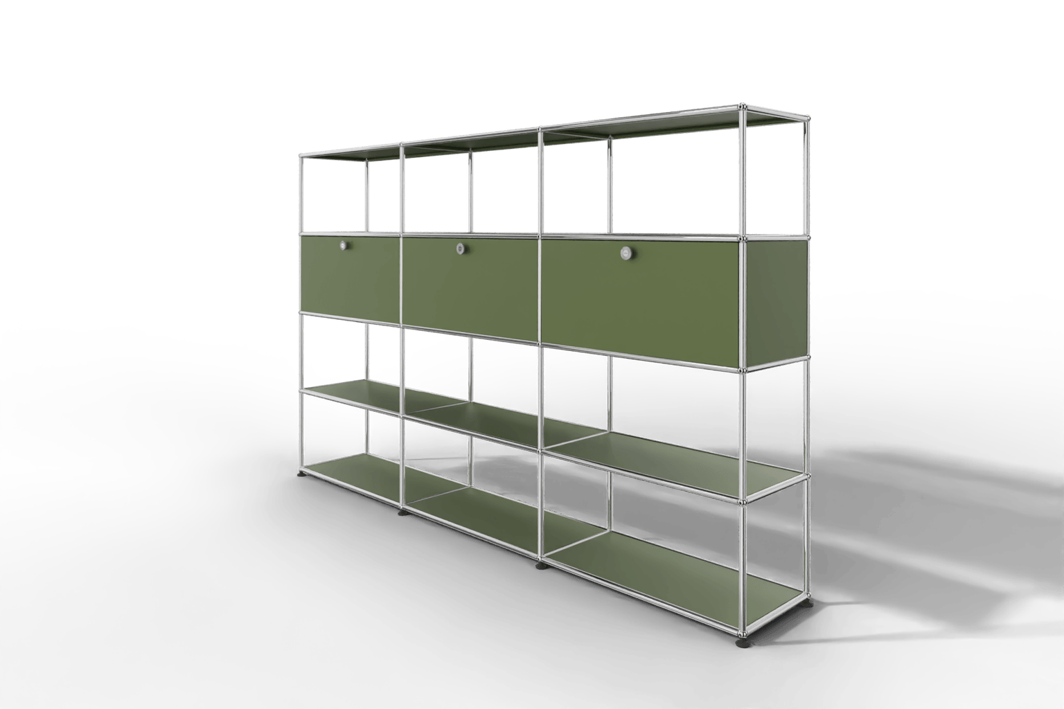 USM Haller Regal, mit 3 Klapptüren und 3 offene Reihen Produktbild